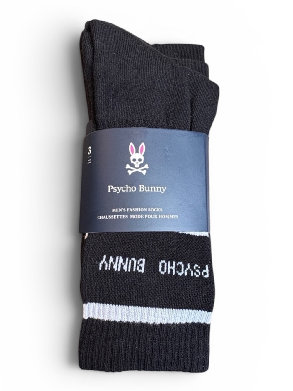 Psycho Bunny 3-Pack Sport Socks Black NEW